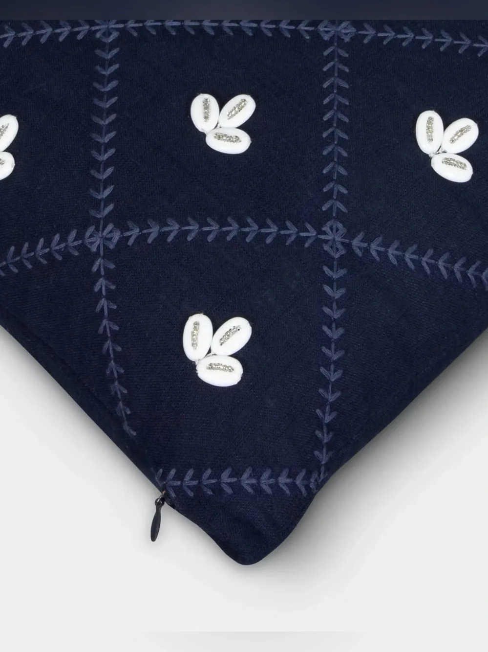 Embellished Shell Navy Lumbar Pillow - Threshold designed with Studio McGee